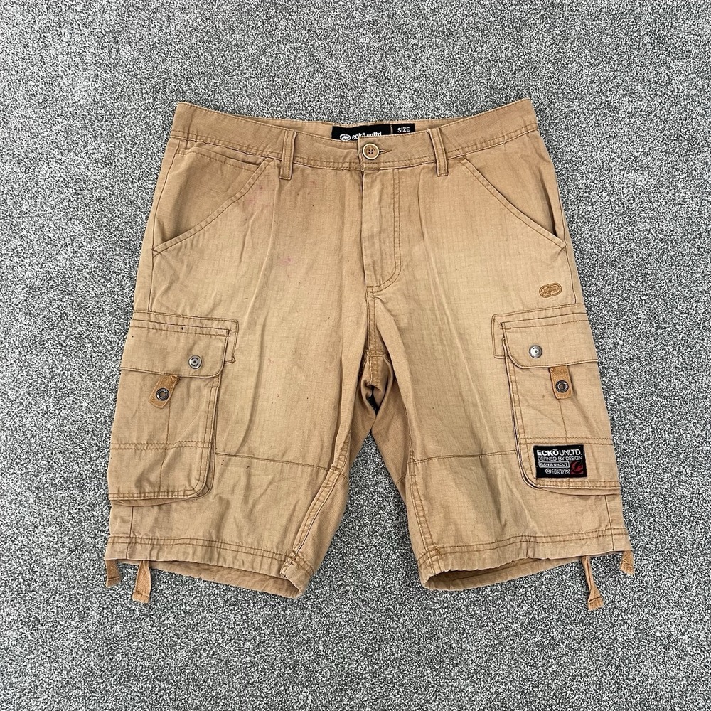 Ecko Unltd Cargo Shorts Mens 32 Tan Utility Streetwear Casual